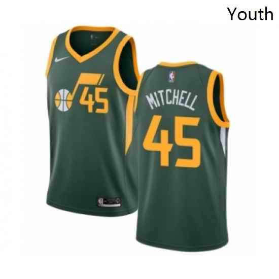 Youth Nike Utah Jazz 45 Donovan Mitchell Green Swingman Jersey Earned Edition